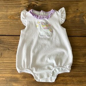 🦄 Magnolia Baby Unicorn Embroidered Romper Bubble 🦄 Size 3 month EUC